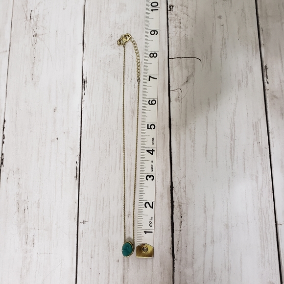 Necklace Druzy Green Gold-tone Pendant Choker Short - Picture 7 of 10